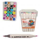 PISAKI DWUSTRONNE AKRYLOWE 24kolor, Flamastry, Plastyka