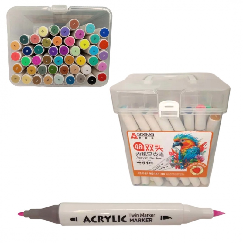 PISAKI DWUSTRONNE AKRYLOWE 48kolor, Flamastry, Plastyka