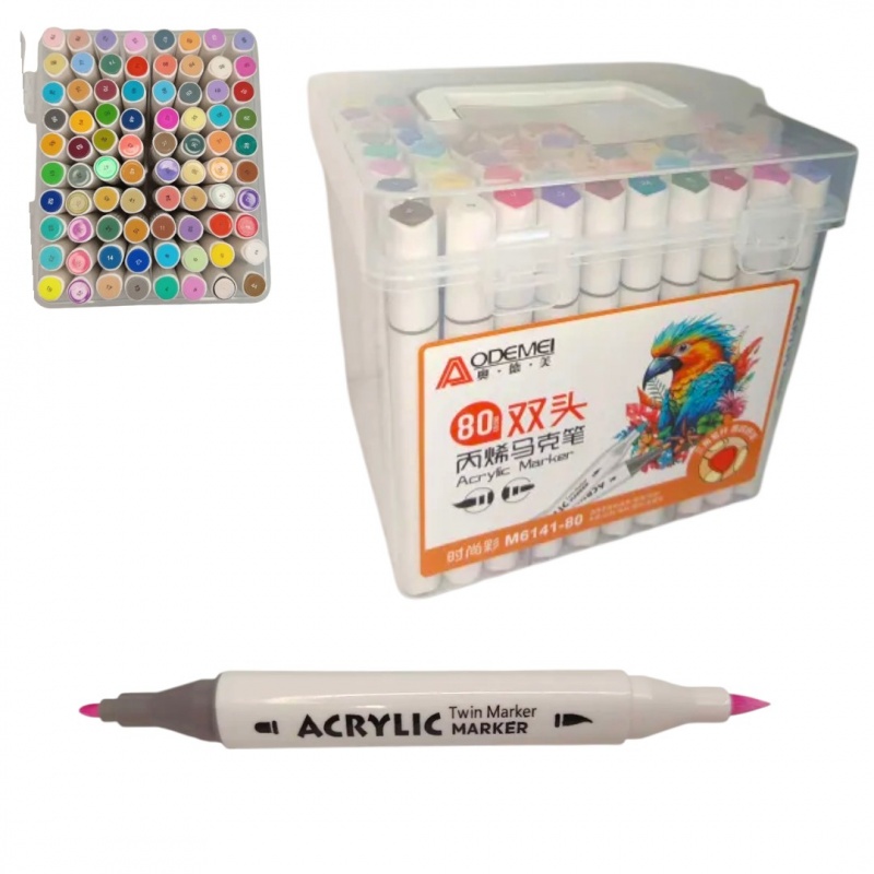 PISAKI DWUSTRONNE AKRYLOWE 80kolor, Flamastry, Plastyka
