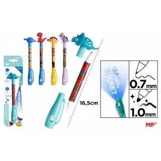 DŁUGOPIS SZPIEGOWSKI UV 0.7/1mm.DINOZAURY, Długopisy, Art. do pisania i korygowania