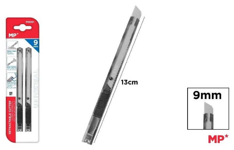 N&Oacute;Ż DO PAPIERU WYSUWANY ZAPAS 9mm.2szt., Nożyczki i noże do papieru, Galanteria biurowa
