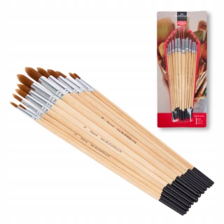 ZESTAW PĘDZLI 12szt., Akcesoria malarskie, Plastyka