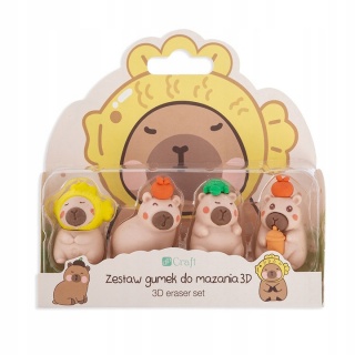 ZESTAW GUMEK 3D KAPIBARA 4szt., Gumki, Art. do pisania i korygowania