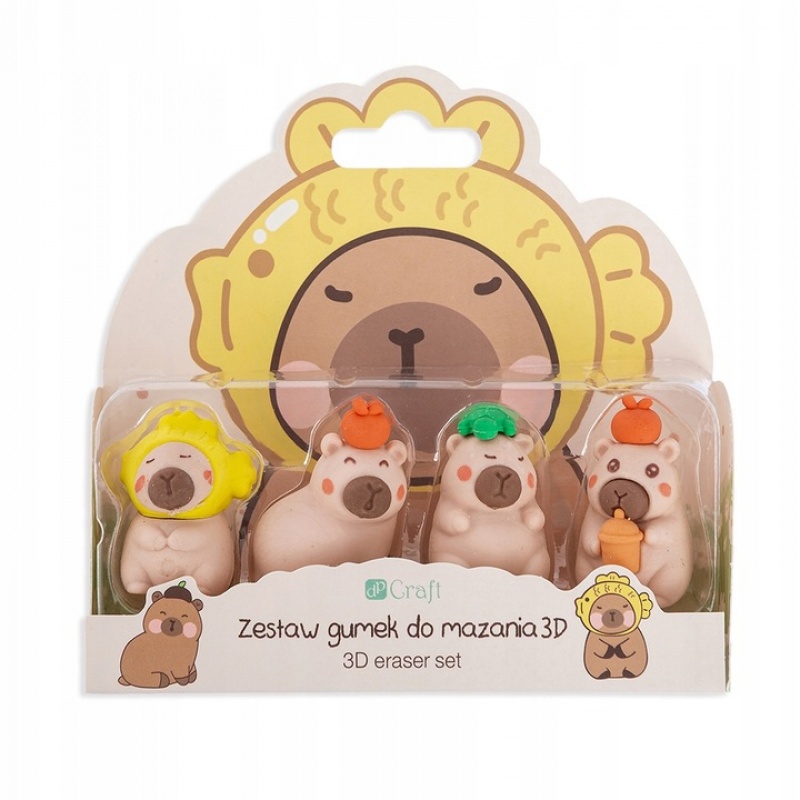 ZESTAW GUMEK 3D KAPIBARA 4szt., Gumki, Art. do pisania i korygowania