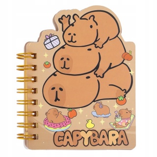 NOTESIK NA SPIRALI 8x10.5cm.50K.KAPIBARA RODZINA, Kołonotatniki, Zeszyty i bloki