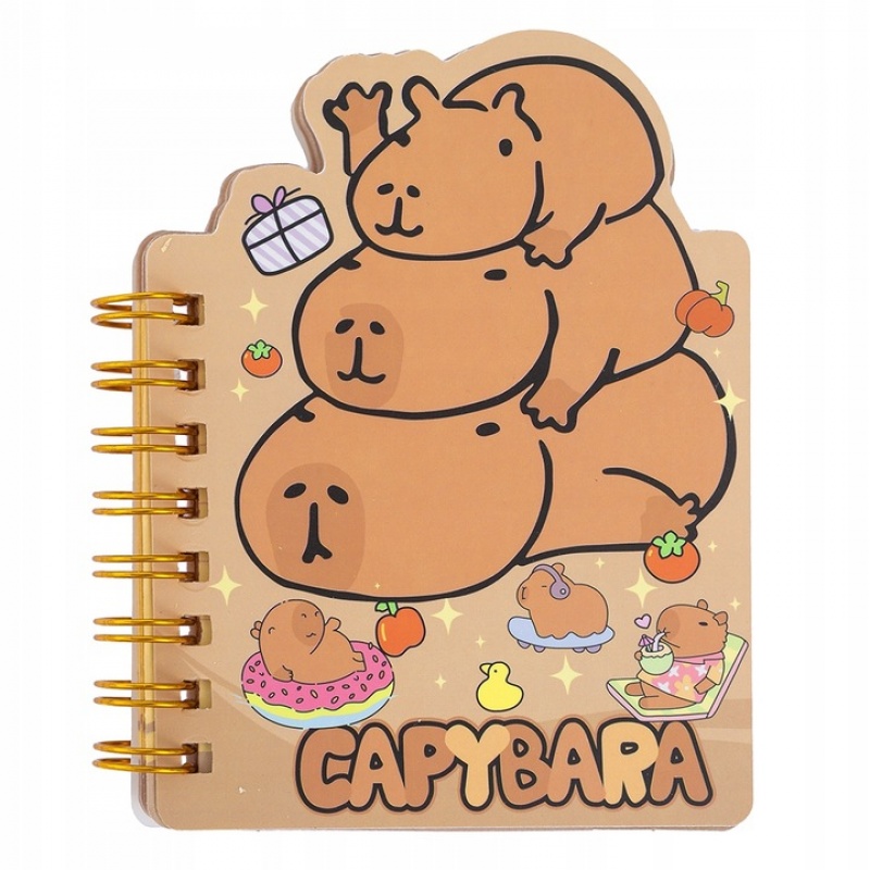 NOTESIK NA SPIRALI 8x10.5cm.50K.KAPIBARA RODZINA, Kołonotatniki, Zeszyty i bloki