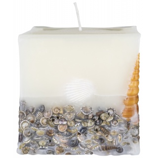 Świeca kwadrat DONAU HOME Brezza, 90x90mm, morska bryza, biały, Świece, Wyposażenie biura