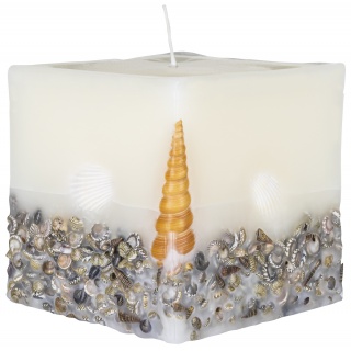 Świeca kwadrat DONAU HOME Brezza, 90x90mm, morska bryza, biały, Świece, Wyposażenie biura