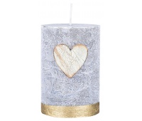 Pillar candle DONAU HOME Golden Heart, 70x100mm, graphite