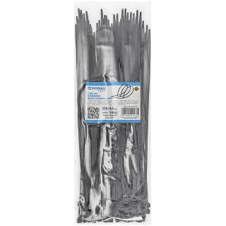 Opaski zaciskowe/trytytki DONAU TECH, 300x4,8mm, 100szt., temp. -40/80, czarne, Akcesoria montażowe, Wyposażenie biura