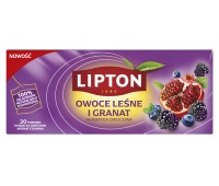 Herbata LIPTON owocowa, owoce leśne i granat, 20 torebek, Herbaty, Artykuły spożywcze