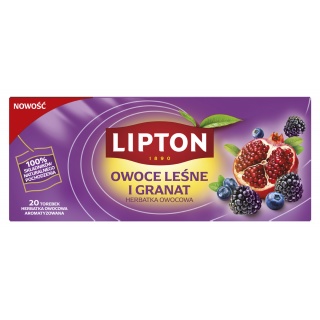 Herbata LIPTON owocowa, owoce leśne i granat, 20 torebek, Herbaty, Artykuły spożywcze