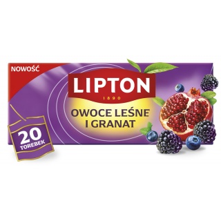 Herbata LIPTON owocowa, owoce leśne i granat, 20 torebek, Herbaty, Artykuły spożywcze