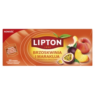 Herbata LIPTON owocowa, brzoskwinia i marakuja, 20 torebek, Herbaty, Artykuły spożywcze