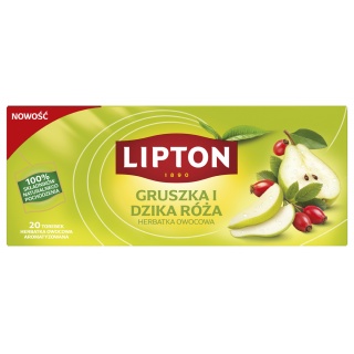 Herbata LIPTON owocowa, gruszka i dzika r&oacute;ża, 20 torebek, Herbaty, Artykuły spożywcze