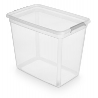 Pojemnik BaseStore Box MOXOM, z klipsami, 585x395x480 mm, 80l, transparentny, Pudła, Wyposażenie biura