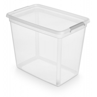 Pojemnik BaseStore Box MOXOM, z klipsami, 585x395x480 mm, 80l, transparentny, Pudła, Wyposażenie biura