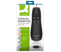 Prezenter ze wskaźnikiem laserowym Q-CONNECT, 5‑przyciskowy, czarny, Prezentacja, Akcesoria komputerowe