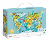 MAPA ŚWIATA ZWIERZĘTA PUZZLE -UKŁADANKA EDUKACYJNA
