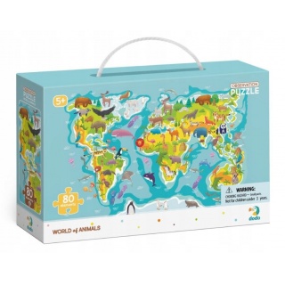 MAPA ŚWIATA ZWIERZĘTA PUZZLE -UKŁADANKA EDUKACYJNA, Puzzle