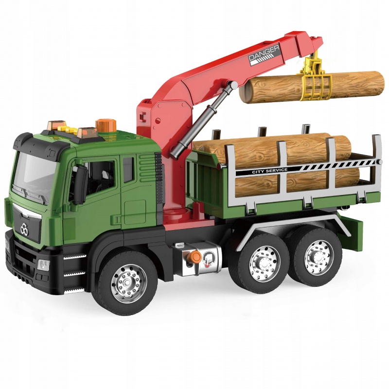 Auto przew&oacute;z drewna z dźwigiem 1:10 światło dźwięk, Pojazdy, Zabawki