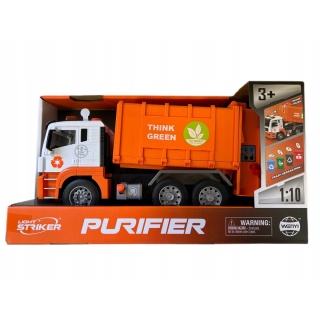 Auto śmieciarka pomarańczowa 1:10 światło dźwięk, Pojazdy, Zabawki