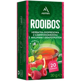 Herbata ASTRA Rooibos, z malinami i grejpfrutem, 20 torebek, Herbaty, Artykuły spożywcze