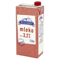 Mleko UHT MLECZARNIA 3,2%, 1 l, kr&oacute;tki termin ważności, Mleka i śmietanki, Artykuły spożywcze