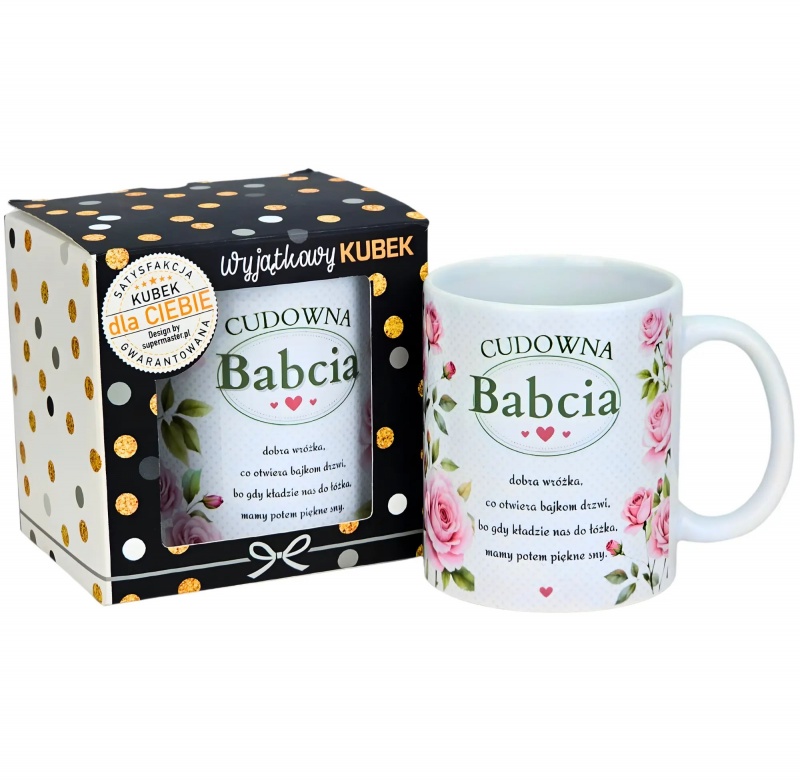 KUBEK OKOLICZNOŚCIOWY DLA BABCI B7, Dzień Babci, Dziadka, Art. świąteczne i okolicznościowe