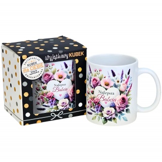 KUBEK OKOLICZNOŚCIOWY DLA BABCI B6, Dzień Babci, Dziadka, Art. świąteczne i okolicznościowe