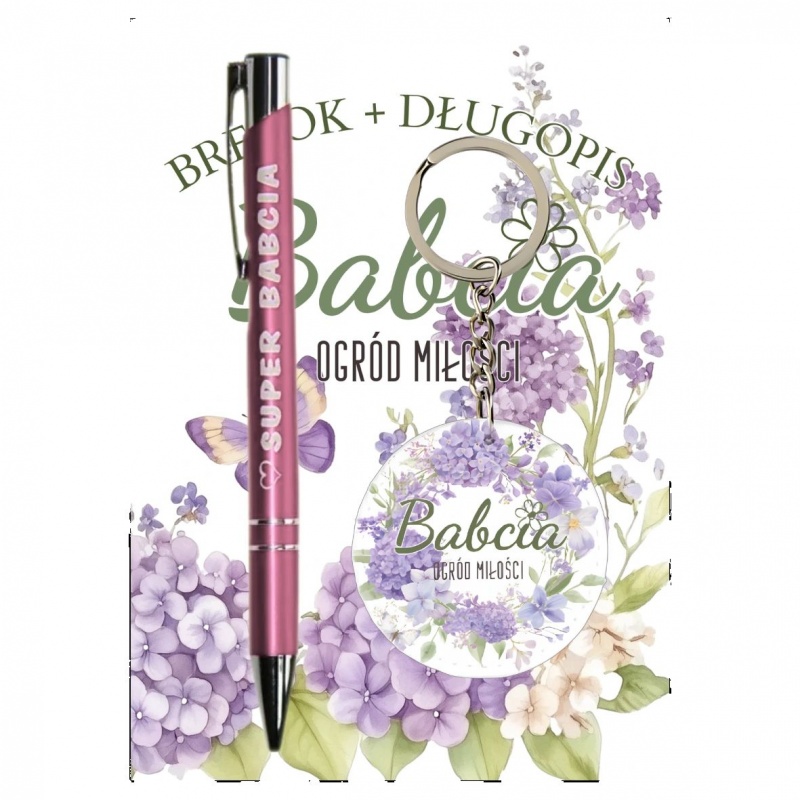 ZESTAW BRELOK I DŁUGOPIS DLA BABCI B8, Dzień Babci, Dziadka, Art. świąteczne i okolicznościowe