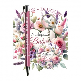 ZESTAW BRELOK I DŁUGOPIS DLA BABCI B6, Dzień Babci, Dziadka, Art. świąteczne i okolicznościowe