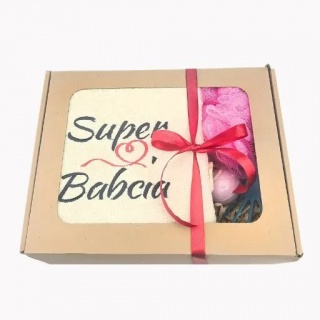 ZESTAW SPA DLA BABCI ręcznik, myjka, masażer, Dzień Babci, Dziadka, Art. świąteczne i okolicznościowe