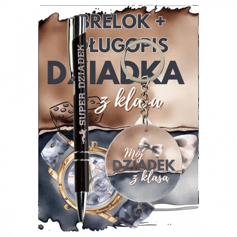 ZESTAW BRELOK I DŁUGOPIS DLA DZIADKA D4, Dzień Babci, Dziadka, Art. świąteczne i okolicznościowe