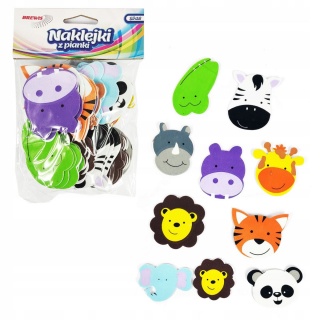 NAKLEJKI Z PIANKI PVC45 ZOO 2 50szt., Naklejki, Art. kreatywne