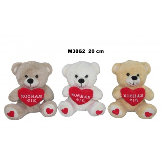 MIS 3 KOL "KOCHAM CIE" 20 CM 174833 M3862, Maskotki, Zabawki