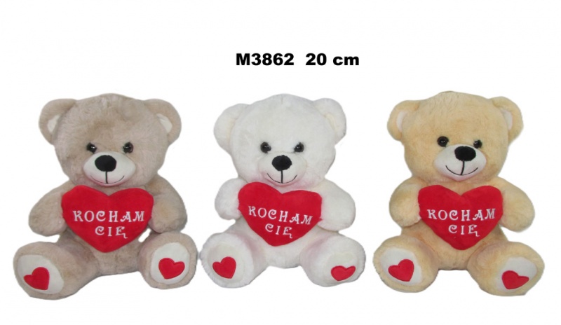 MIS 3 KOL "KOCHAM CIE" 20 CM 174833 M3862, Maskotki, Zabawki