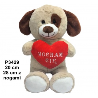 PIES 1 KOL "KOCHAM CIE" 20 CM 4871 P3429, Maskotki, Zabawki