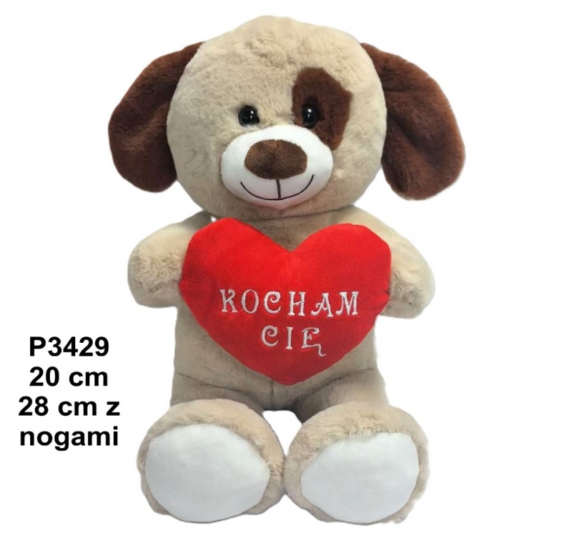 PIES 1 KOL "KOCHAM CIE" 20 CM 4871 P3429, Maskotki, Zabawki