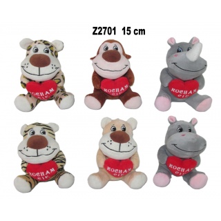 ZWIERZETA 6 ASST"KOCHAM CIE"15CM 4925 Z2701, Maskotki, Zabawki