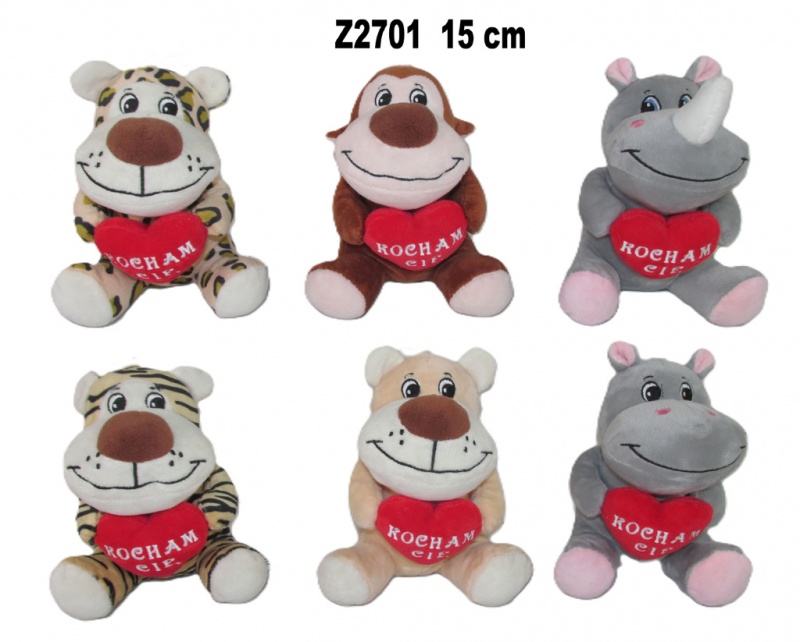 ZWIERZETA 6 ASST"KOCHAM CIE"15CM 4925 Z2701, Maskotki, Zabawki