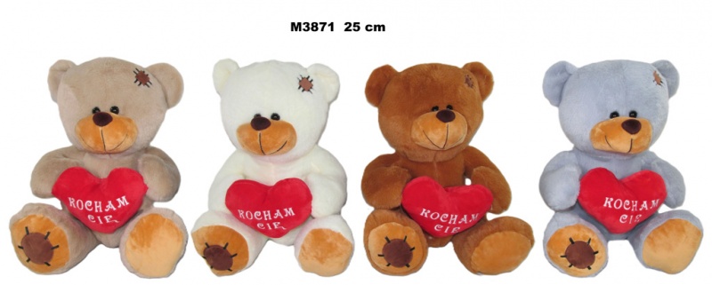 MIS Z SERCEM "KOCHAM CIE" 4 KOL 25 CM 4956 M3871, Maskotki, Zabawki