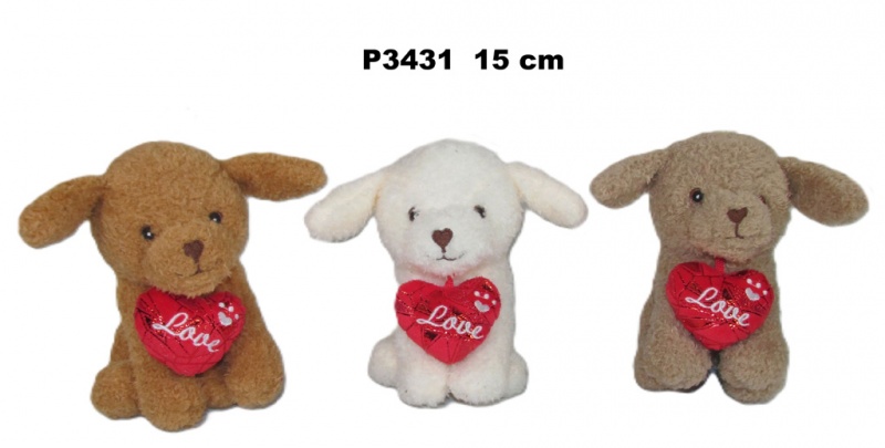 PIES Z SERCEM 2 KOL 20 CM 4987 P3432, Maskotki, Zabawki