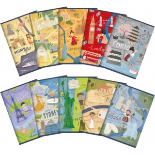ZESZYT TOP CITIES OF THE WORLD A5 16K.KRATKA 20szt, Zeszyty, Zeszyty i bloki