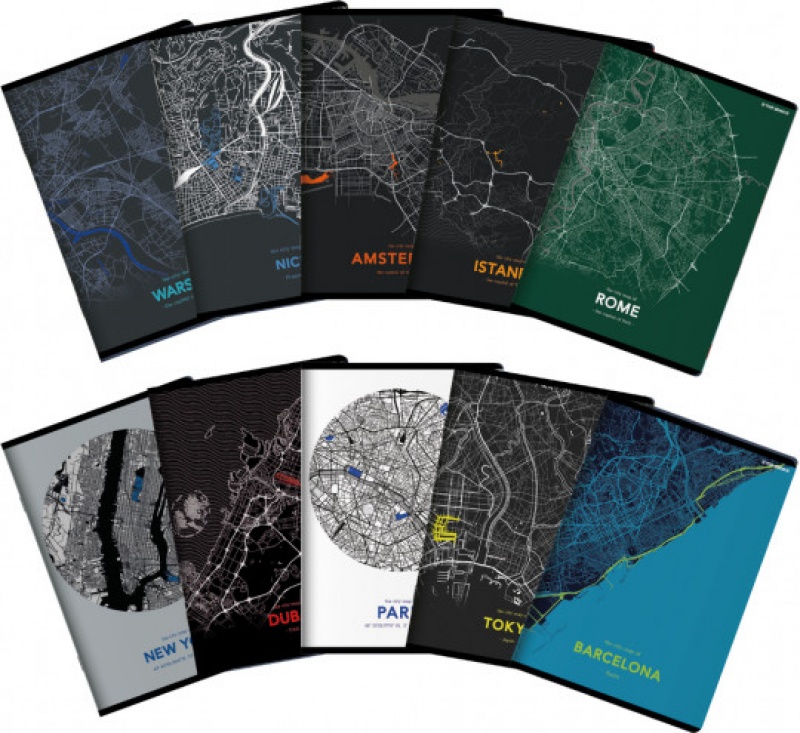 ZESZYT TOP MONOCHROME MAPPING A5 60K.LINIA 10szt., Zeszyty, Zeszyty i bloki
