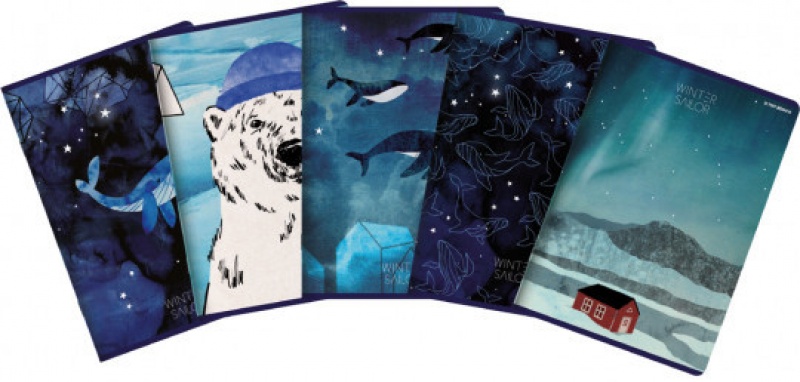 ZESZYT TOP WINTER SAILOR A5 80K.KRATKA 5szt., Zeszyty, Zeszyty i bloki