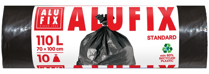 Worki na śmieci ALUFIX, LDPE, 110l, 10 szt., czarne, Worki, Artykuły higieniczne i dozowniki