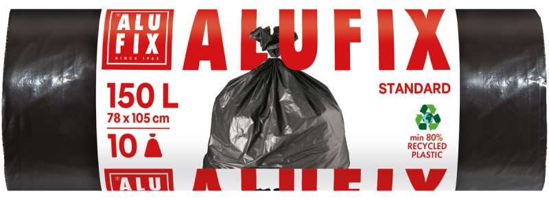 Worki na śmieci ALUFIX, LDPE, 150l, 10 szt., czarne, Worki, Artykuły higieniczne i dozowniki