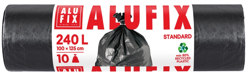 Worki na śmieci ALUFIX, LDPE, 240l, 10 szt., czarne, Worki, Artykuły higieniczne i dozowniki
