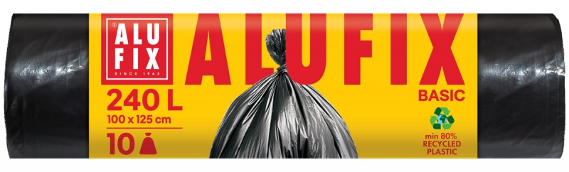 Worki na śmieci ALUFIX Economy, HDPE, 240l, 10 szt., czarna, Worki, Artykuły higieniczne i dozowniki
